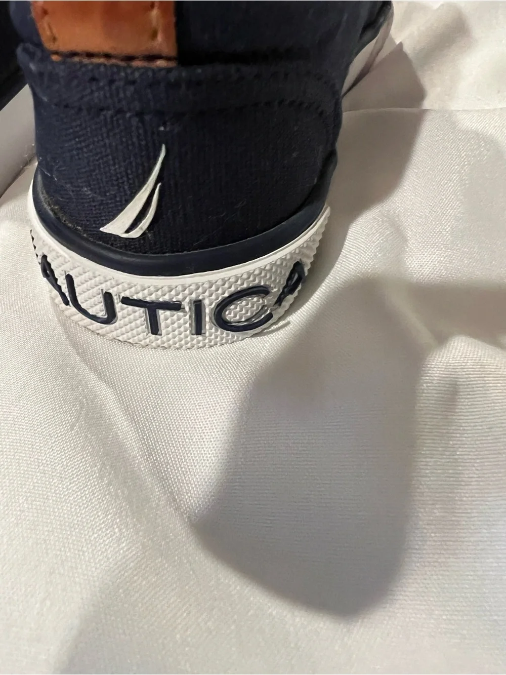 Nautica Navy Canvas with Leather Accent Velcro Toddler Sneakers Size 6